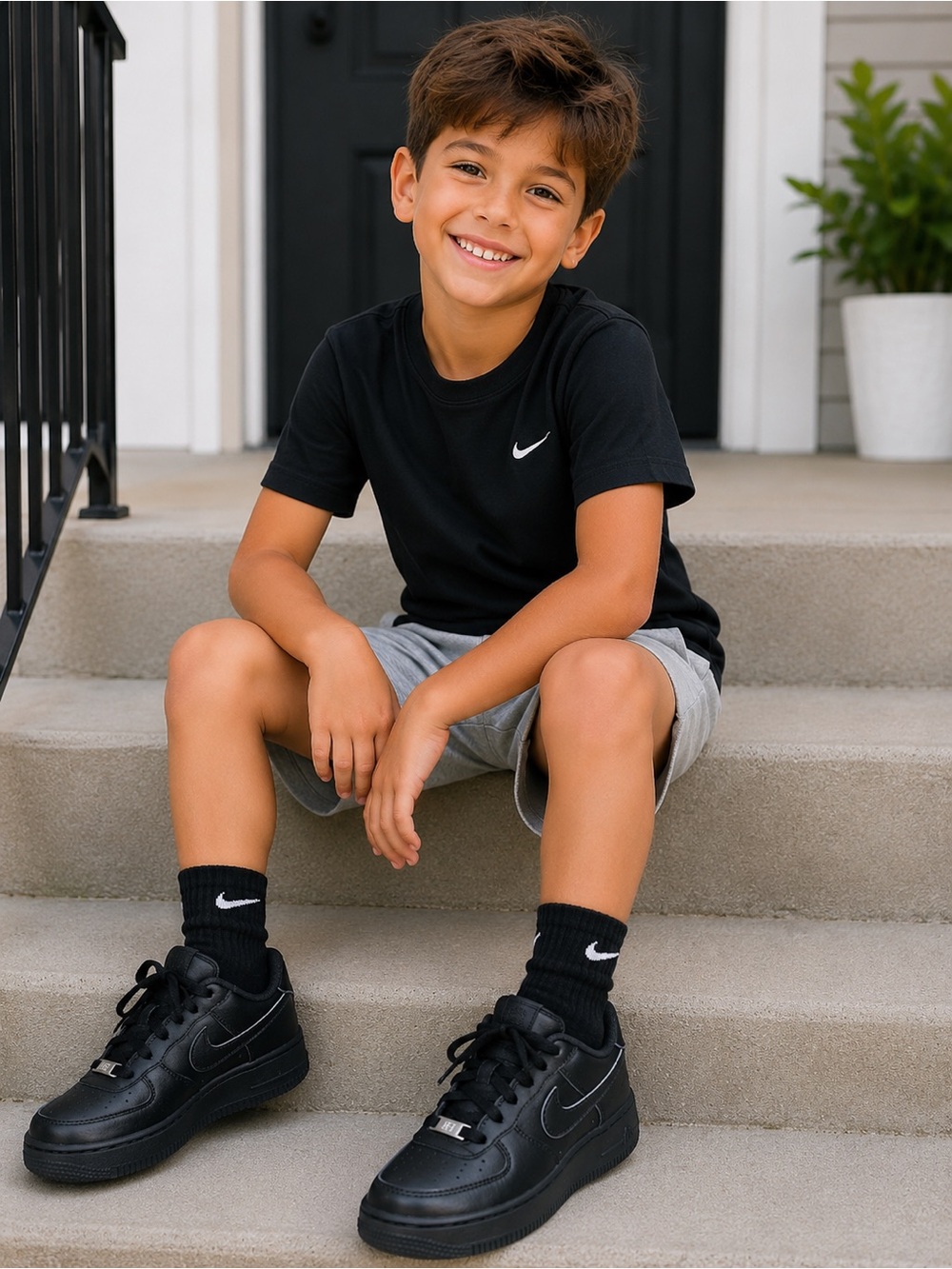Nike Air Force 1 Low Triple Black Sneakers - Size 1 - Unisex
